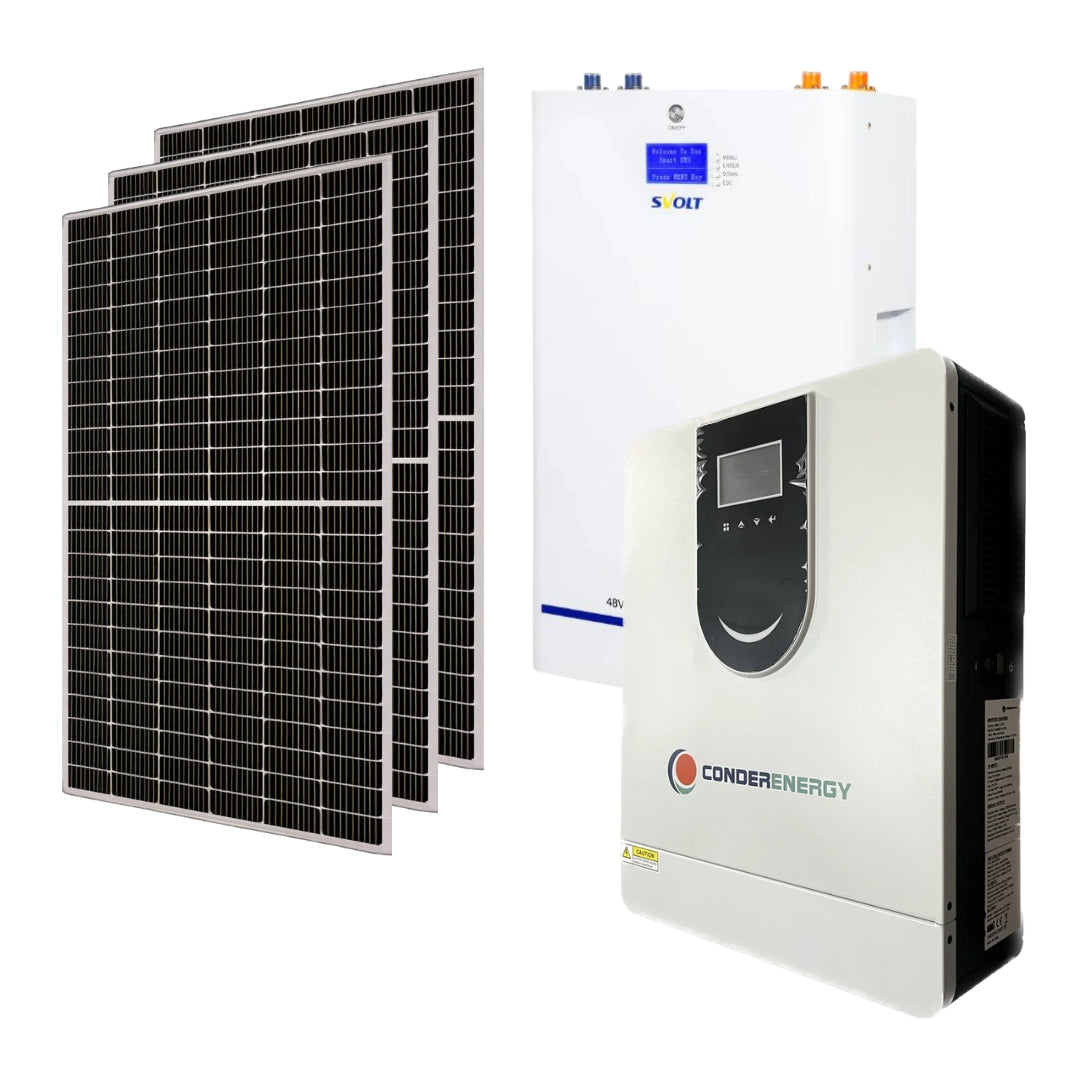 3KW SOLAR SYSTEM | CONDER 3KW HYBRID INVERTER | SVOLT 2.7KW LITHIUM-ION WALL MOUNT BATTERY | SUPA 450W SOLAR PANEL